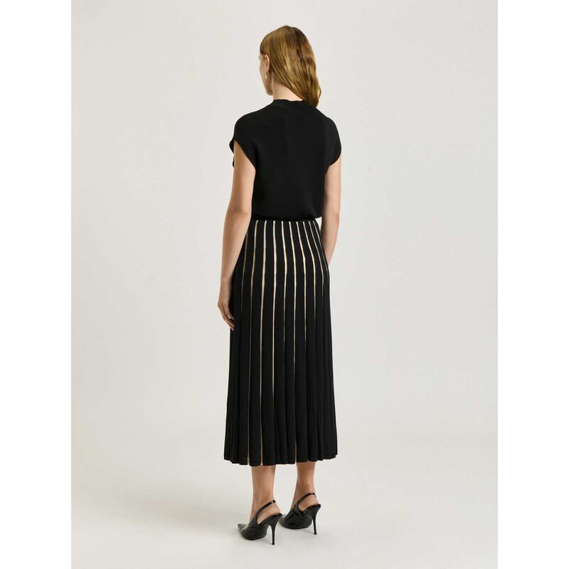 Veronika Maine Matte & Shiny Pleat Knit Skirt image number 1